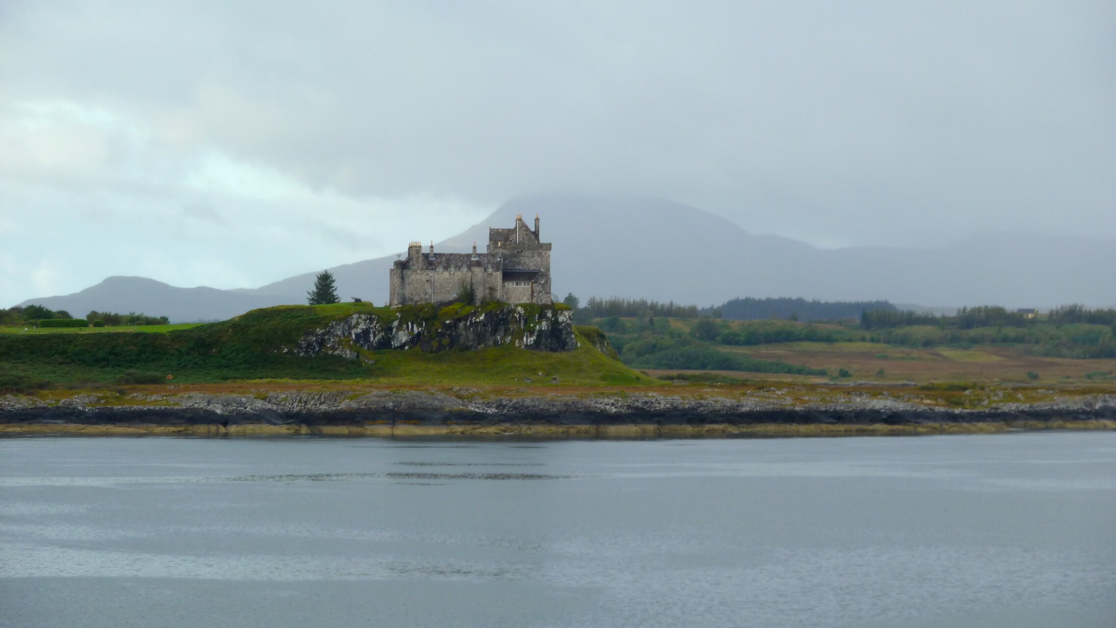 View of Duart Castle from the Oban to Isle of Mull Ferry as it approaches Craignure.