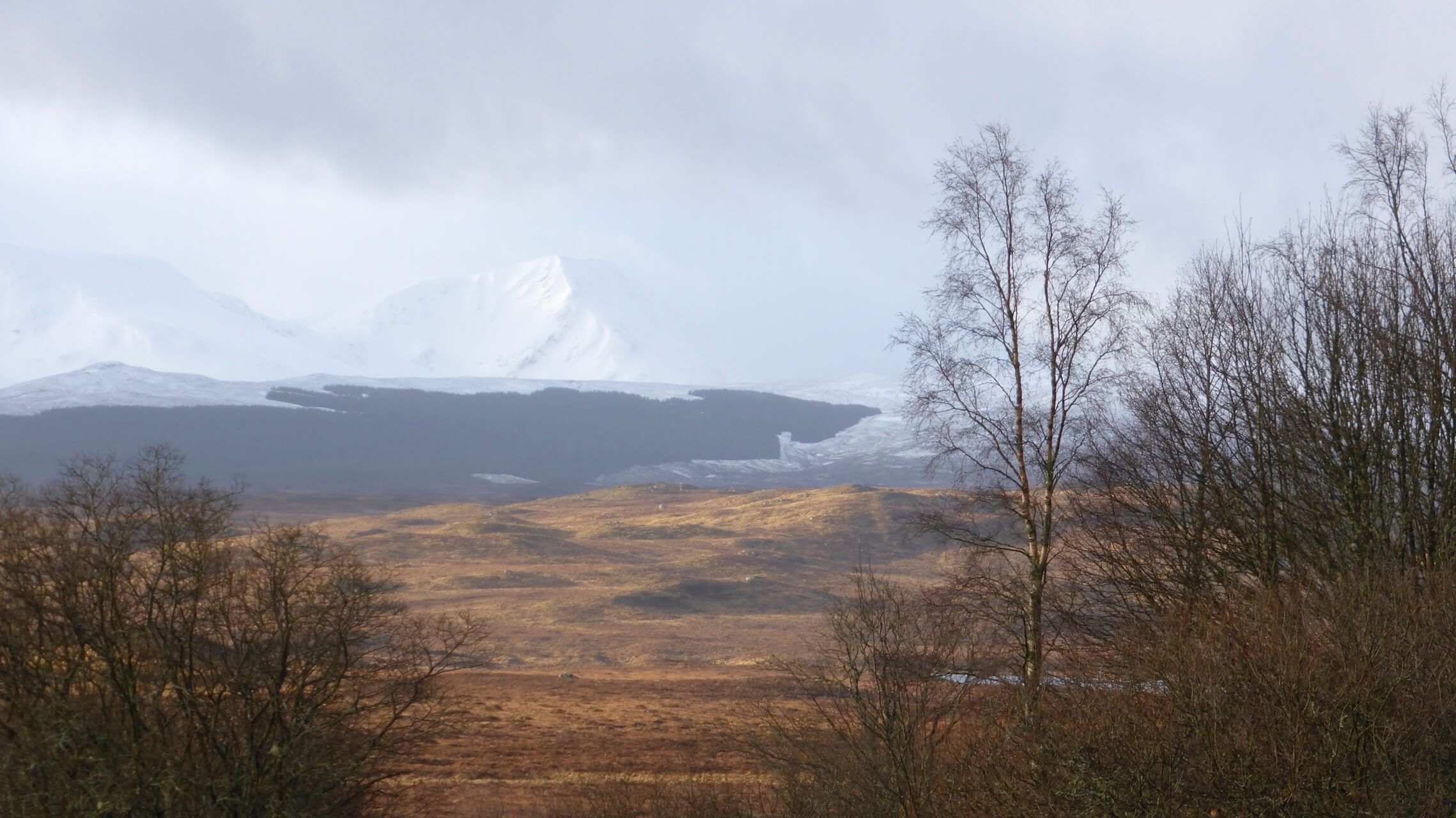 Snow capped mountains near Rannoch
