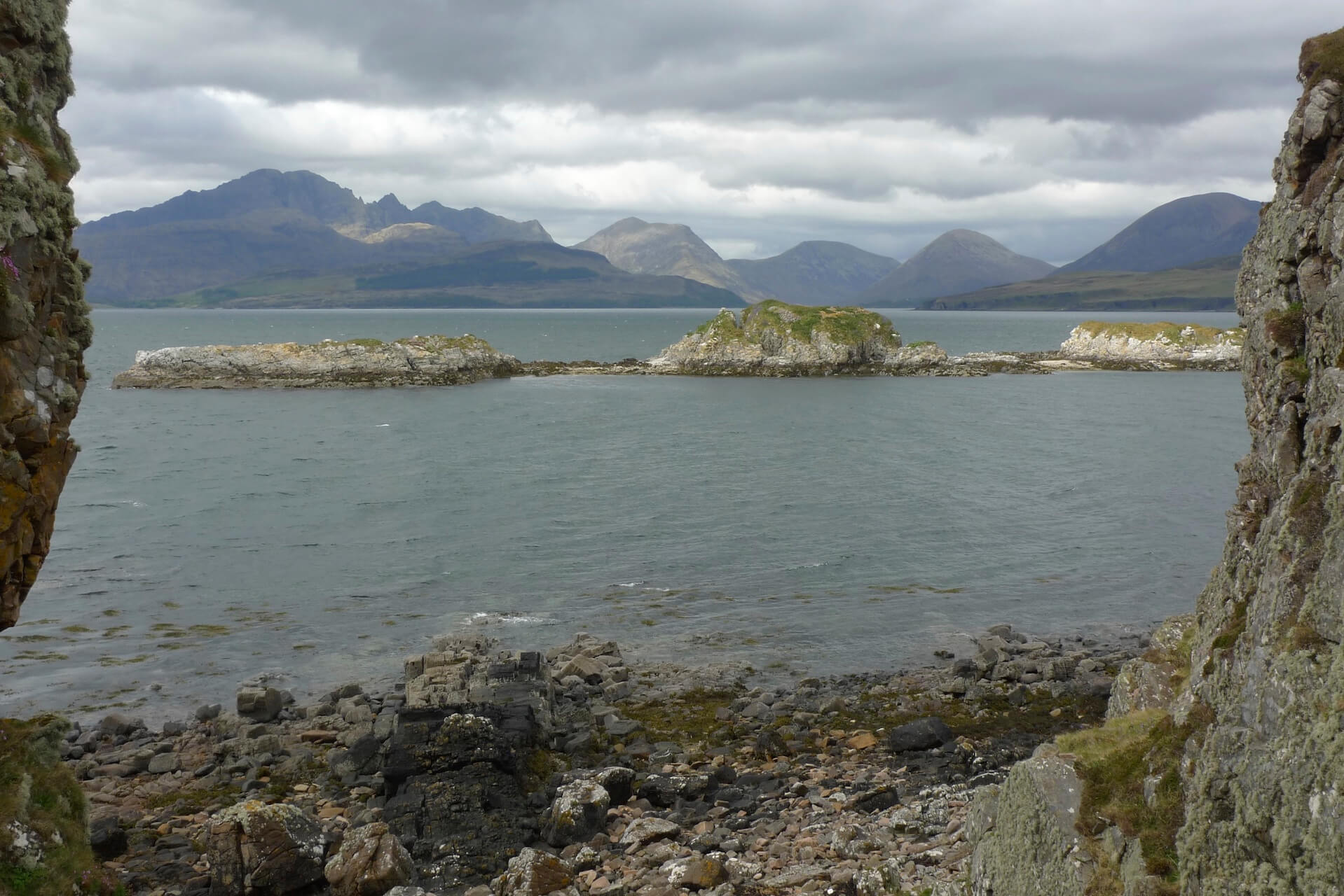 A view of the Cuillins from Dunscaith Castle near Tokavaig, Sleat Peninsula, Skye