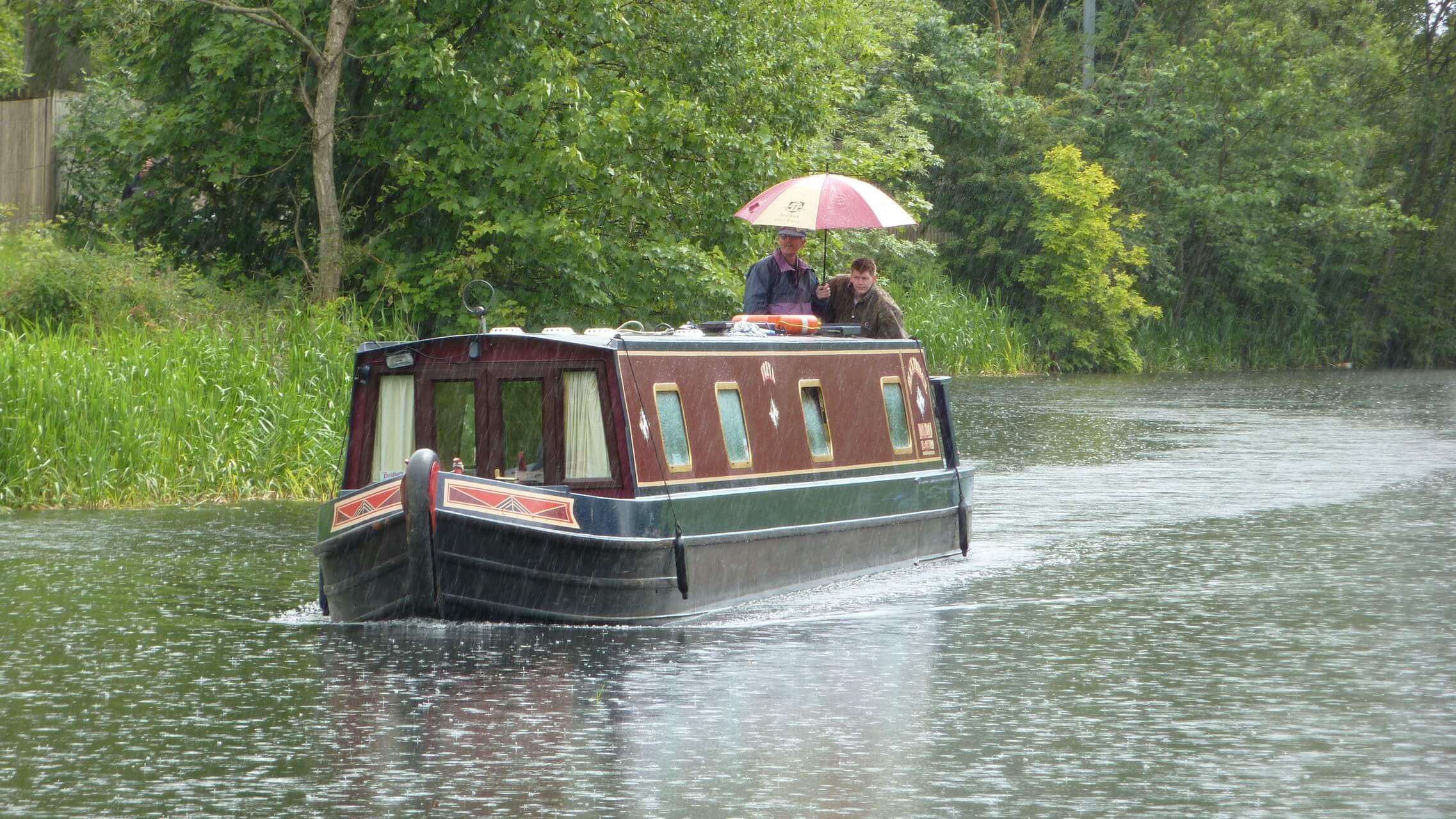 Narrowboat Holidaymakers in a downpour